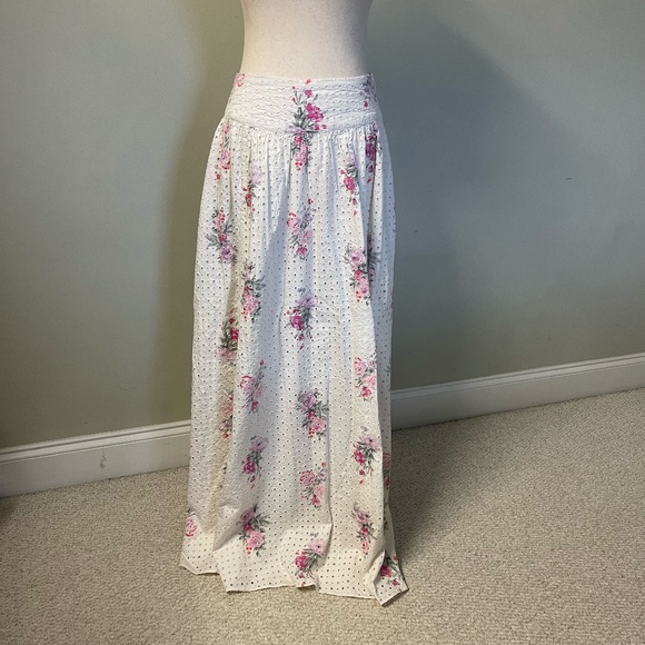 LoveShackFancy Aventi Gathered Floral Print Cotton Skirt - Size 2 - Picture 3 of 12